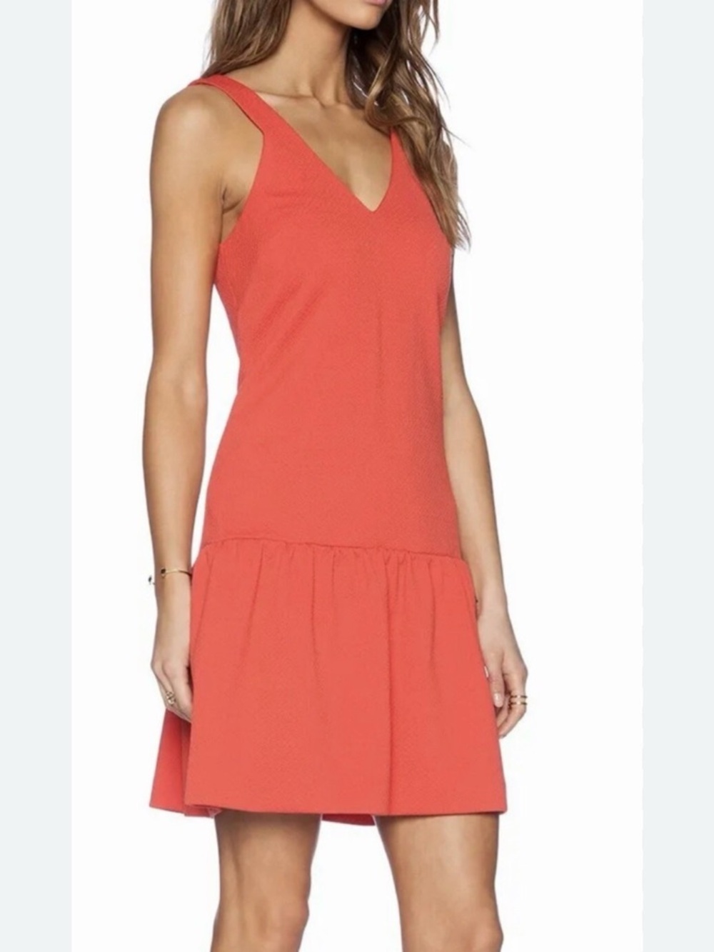 Trina Turk V-Neck Drop-Waist Mini Dress